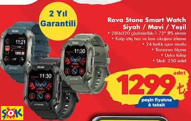 ROVA STONE SMART WATCH SİYAH / MAVİ / YEŞİL